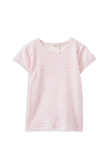 Milky - Pink Stripe Rib Tee